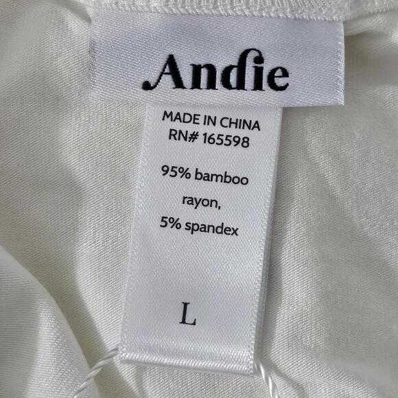 2/$30 Andie The Scoop Tank Bamboo Jersey Snow Size L | Soft Everyday Basic - Picture 5 of 7